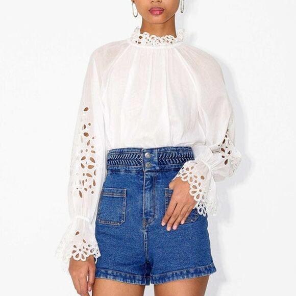 Magali Pascal Birkin High-Waisted Braided Denim Shorts – Blue L / 10